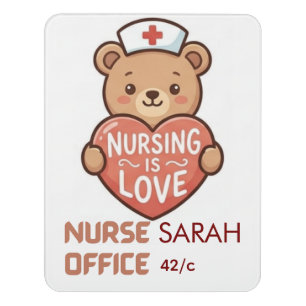 Cute Nurse Bear Nursing is Love Sign Healthcare
