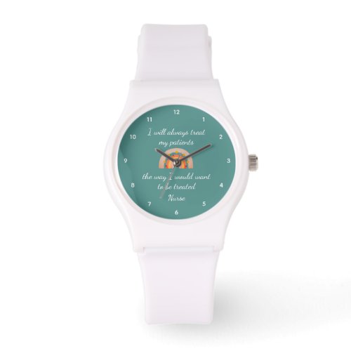 Cute Nurse Boho Rainbow Teal White Second Hand Watch