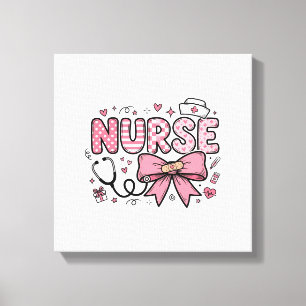 Cute Nurse Bow Heart Vector Shirt Design_1 Canvas Print