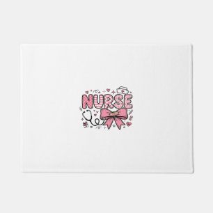 Cute Nurse Bow Heart Vector Shirt Design_1 Doormat