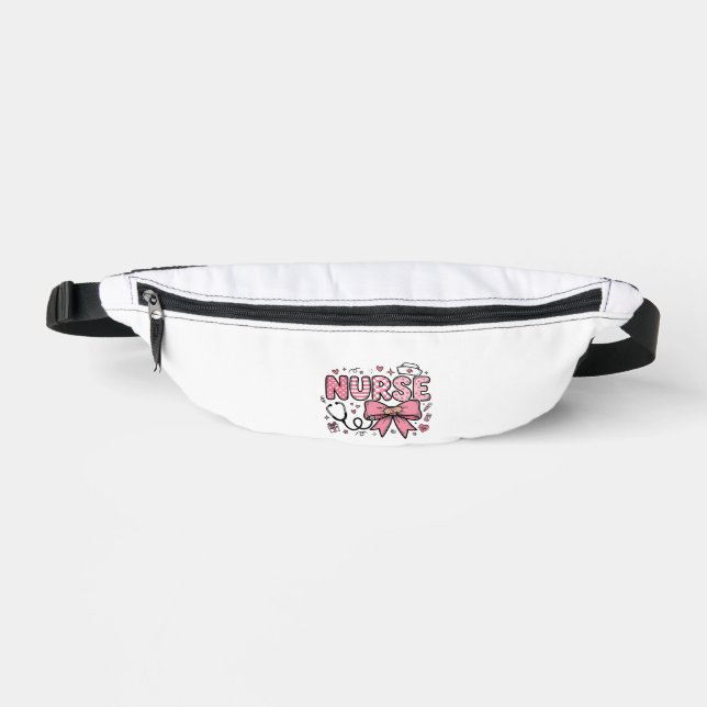 Cute Nurse Bow Heart Vector Shirt Design_1 Fanny Pack (Front)