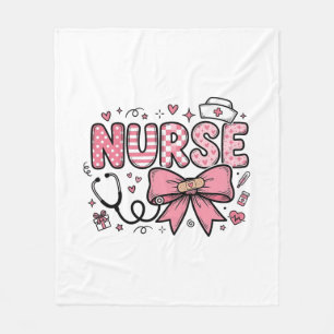 Cute Nurse Bow Heart Vector Shirt Design_1 Fleece Blanket