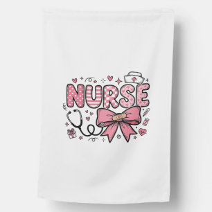 Cute Nurse Bow Heart Vector Shirt Design_1 House Flag