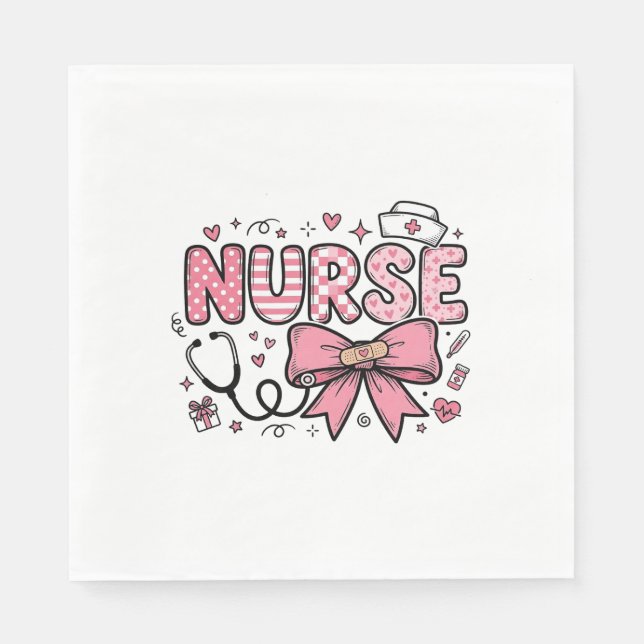 Cute Nurse Bow Heart Vector Shirt Design_1 Napkins (Front)
