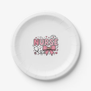Cute Nurse Bow Heart Vector Shirt Design_1 Paper Plates