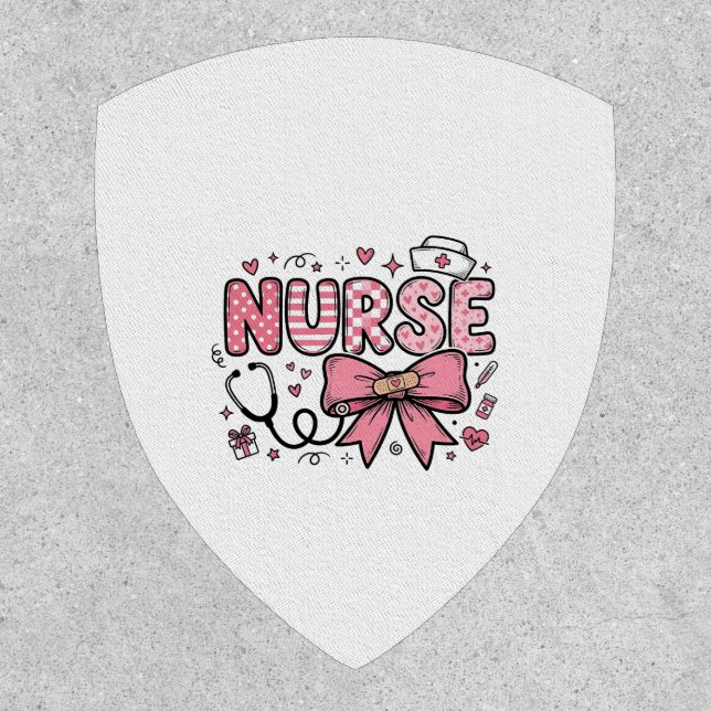 Cute Nurse Bow Heart Vector Shirt Design_1 Patch (Front)