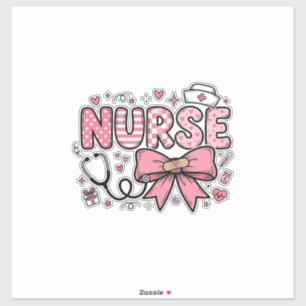 Cute Nurse Bow Heart Vector Shirt Design_1 Sticker