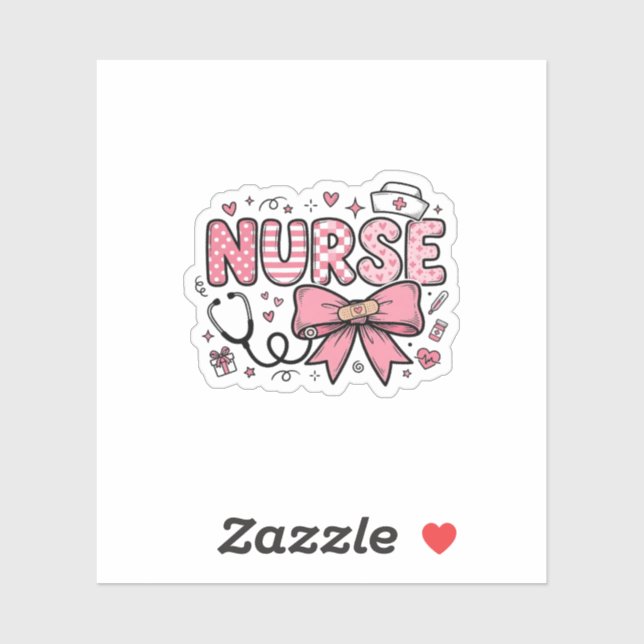 Cute Nurse Bow Heart Vector Shirt Design_1 Sticker (Sheet)