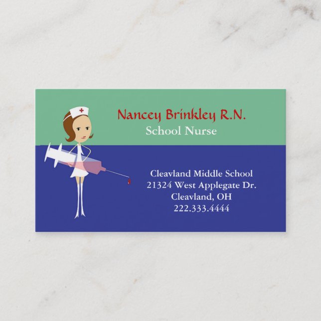 Cute Nurse Business Card (Front)