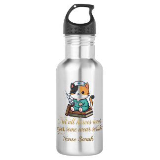 Cute Nurse Calico Cat Personalized gift Stainless Steel Water Bottle