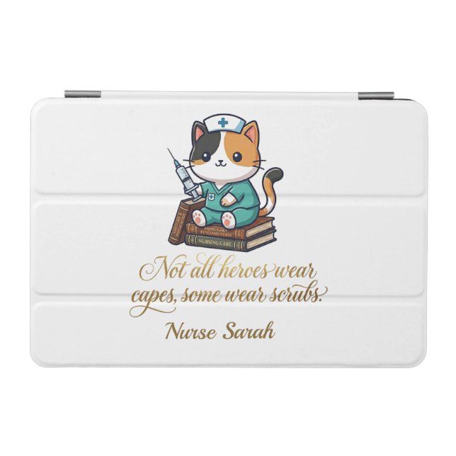 Cute Nurse Calico Cat Personalized  iPad Mini Cover (Horizontal)