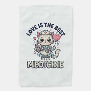 Cute Nurse Cat Love Is the Best Medicine Design_1 Garden Flag