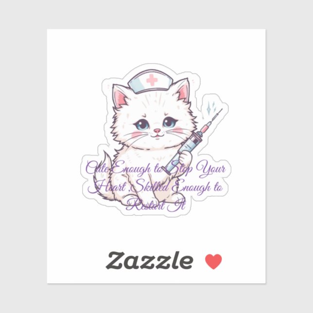 Cute Nurse Cat Nursing Student Graduation Sticker (Sheet)
