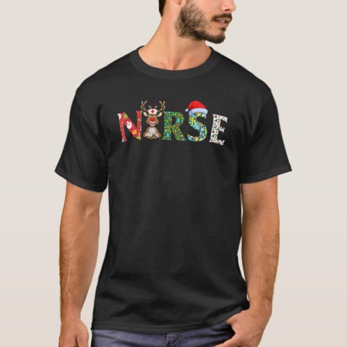 Cute Nurse Christmas Tree Stethoscope RN LPN Scrub T_Shirt