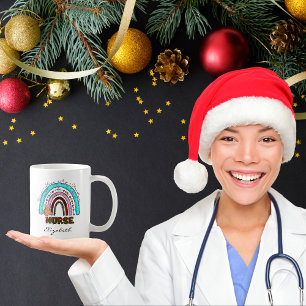 Cute Nurse Christmas Vintage Rainbow Gingerbread  Coffee Mug
