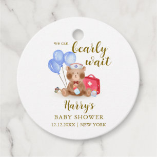 Cute Nurse Doctor Teddy Bear Balloon Baby Shower Favor Tags