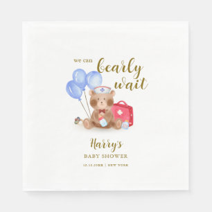 Cute Nurse Doctor Teddy Bear Balloon Baby Shower Napkins