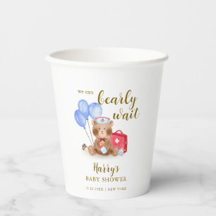 Cute Nurse Doctor Teddy Bear Balloon Baby Shower Paper Cups