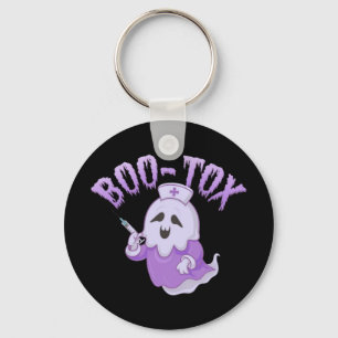 Cute Nurse Ghost with Botox Injection Funny Spooky Keychain