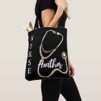 Cute Nurse Gold Stethoscope Black Minimalist