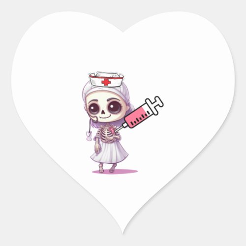 Cute nurse Halloween T_shirt   Heart Sticker