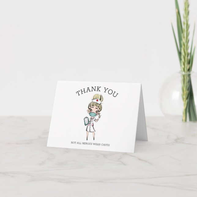 Cute Nurse Health Professional Doctor Thank You Card (Front)