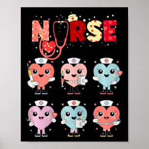 Cute Nurse Hearts Valentine Design For Healthcare  Poster