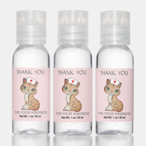 Cute nurse kitty cat Thank You Hand Sanitizer