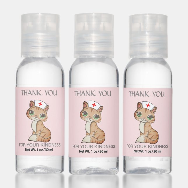 Cute nurse kitty cat Thank You Hand Sanitizer (Set)