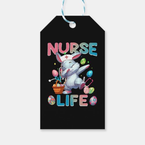 Cute Nurse Life Dabbing Easter Bunny Gift Tags