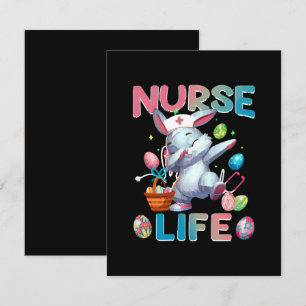 Cute Nurse Life Dabbing Easter Bunny RSVP Card