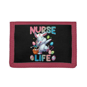 Cute Nurse Life Dabbing Easter Bunny Trifold Wallet