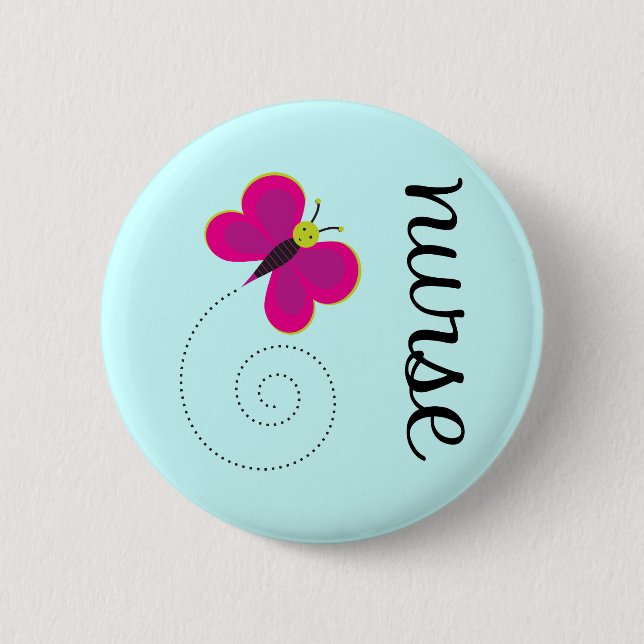 Cute Nurse Magnet Pinback Button (Front)