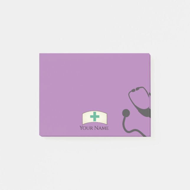 Cute Nurse Medical Stethoscope Personalized Sticky Post-it Notes (Front)