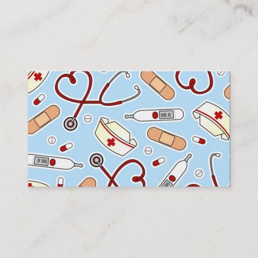 Cute Nurse or Caregiver Blue Business Card | Zazzle