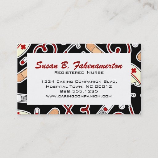 Customizable Cute Nurse or Caregiver Business Card