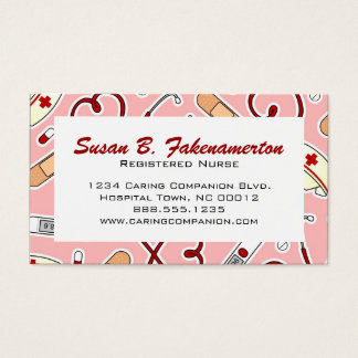 Nurse Pink Business Cards Templates Zazzle Cute Nurse Or Caregiver Pink Business Card