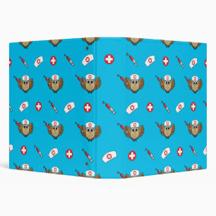 Cute Nurse Owl with Syringe Cartoon 3 Ring Binder