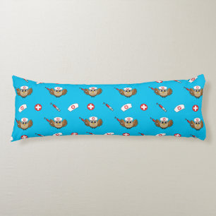 Cute Nurse Owl with Syringe Cartoon Body Pillow