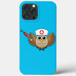 Cute Nurse Owl with Syringe Cartoon iPhone 13 Pro Max Case