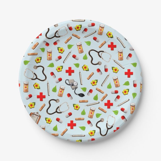 Cute Nurse Party Paper Plates (Front)