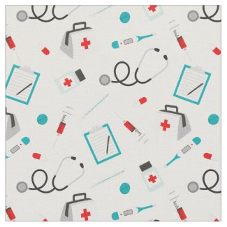 Cute nurse pattern work related material fabric