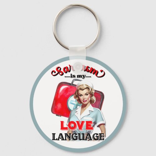 Cute Nurse Pinup_ Love Language Keychain