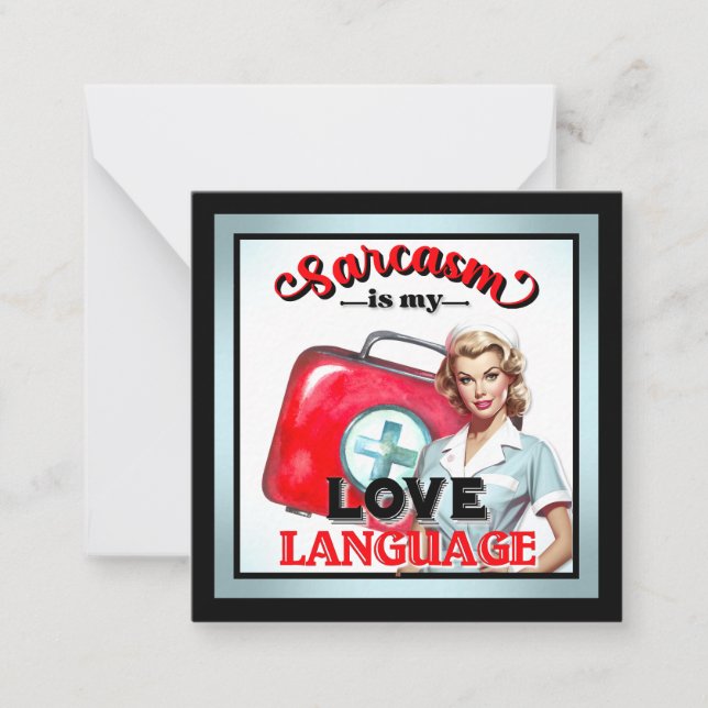 Cute Nurse Pinup_ Love Language Note Card (Front)