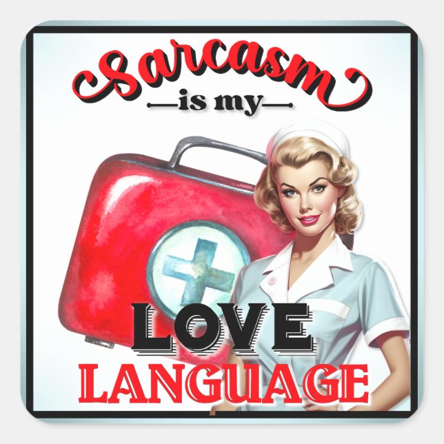 Cute Nurse Pinup_ Love Language Square Sticker (Front)