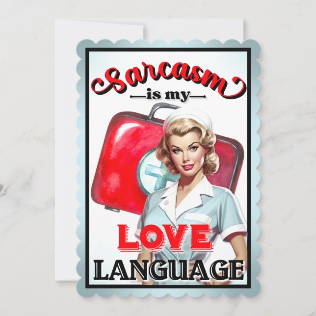 Cute Nurse Pinup_ Love Language Thank You Card (Front)