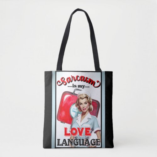 Cute Nurse Pinup_ Love Language Tote Bag