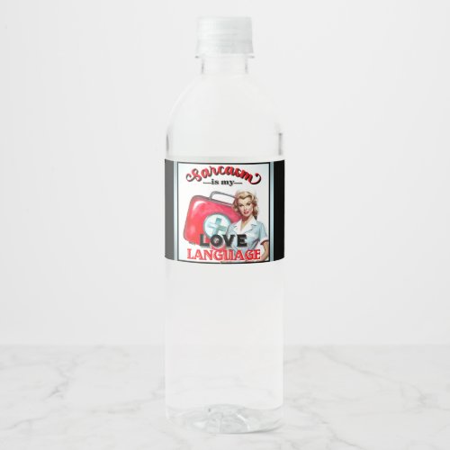 Cute Nurse Pinup_ Love Language Water Bottle Label