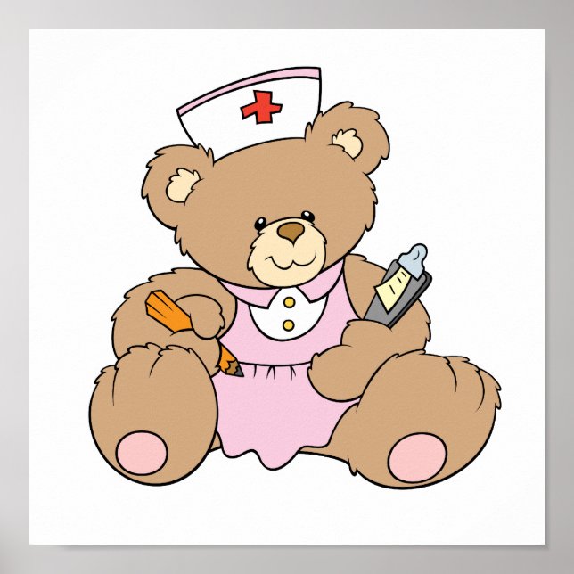 Cute Nurse RN Bear Poster (Front)