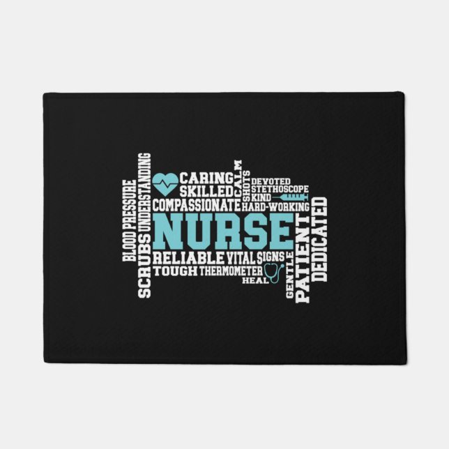Cute Nurse RN LVN Nursing School Medical Doormat (Front)